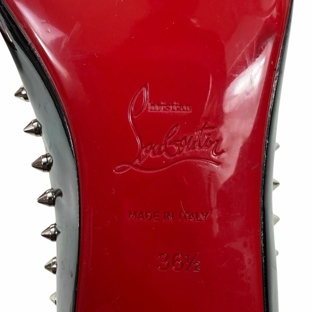 Christian Louboutin Pilouta Jane Spiked Patent Flats Black Size 36.5 - Picture 10 of 11